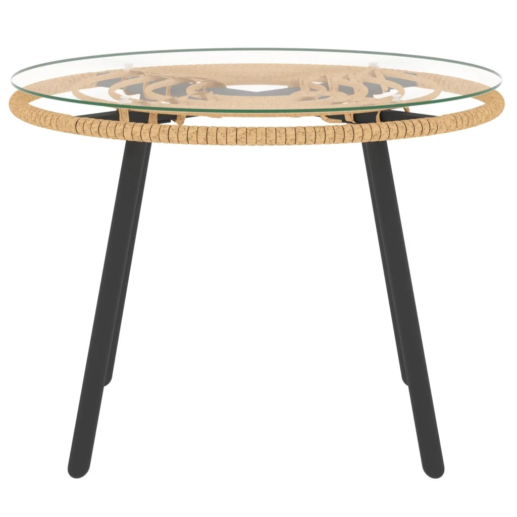 Set Salotto da Giardino 3 pz | Set di Mobili da Esterno con Cuscini Beige in Polyrattan