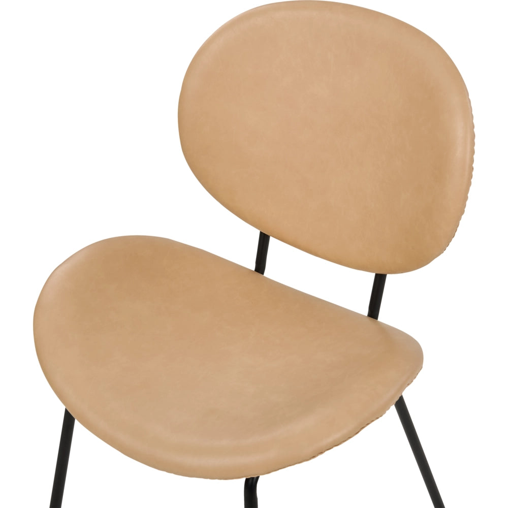 Set di 2 sedie da pranzo Beige  Sabbia con gambe senza braccioli Finta pelle PU Gambe in ferro nero Design contemporaneo e retrò Sedute per la sala da pranzo