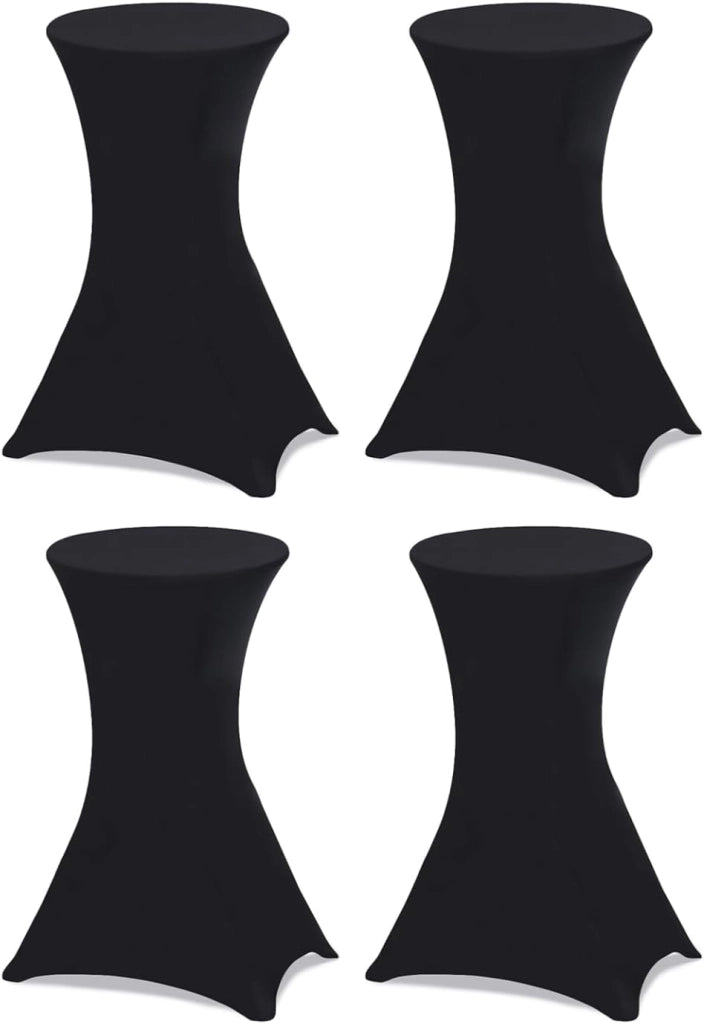Set di 4 tavoli alti pieghevoli da 105 cm e 4 coperture nere