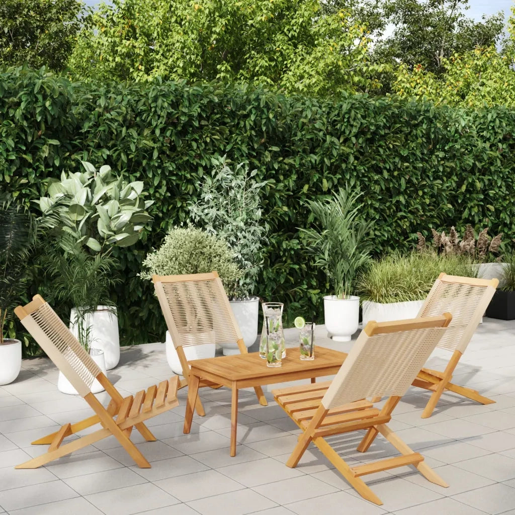 vidaXL Sedie da Giardino Pieghevoli 4pz Beige Legno Massello di Acacia