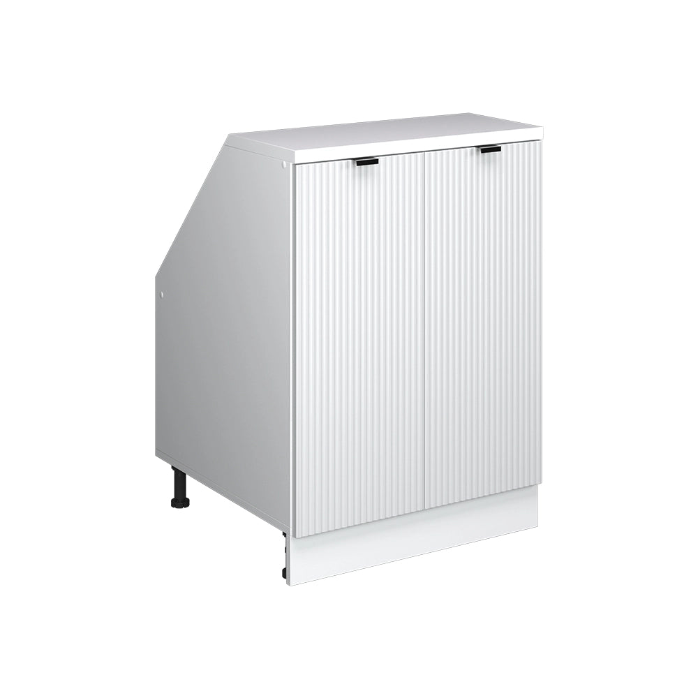 Mobile cucina sottotetto R-Line Ondulazione bianca/Bianco 60 cm con 2 porte, carcassa 60 cm profondità Vicco