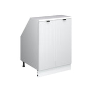 Mobile cucina sottotetto R-Line Ondulazione bianca/Bianco 60 cm con 2 porte, carcassa 60 cm profondità Vicco