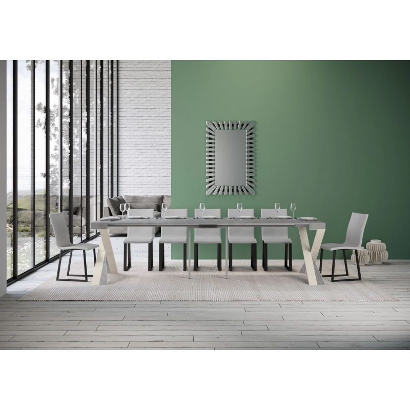 Consolle allungabile 90x40/300 cm Diago telaio Bianco - Cemento