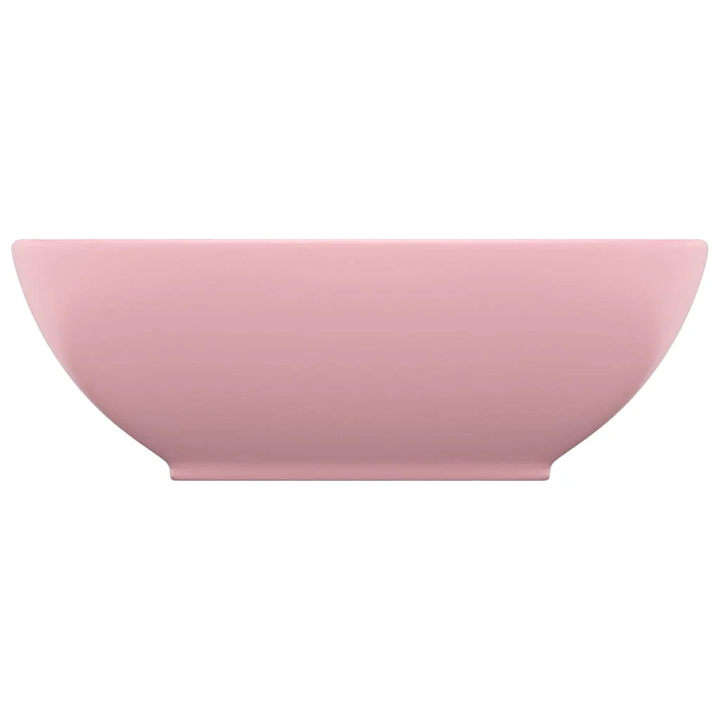 Lavabo da bagno ovale di lusso 40x33 cm in ceramica rosa opaco 02_0002664