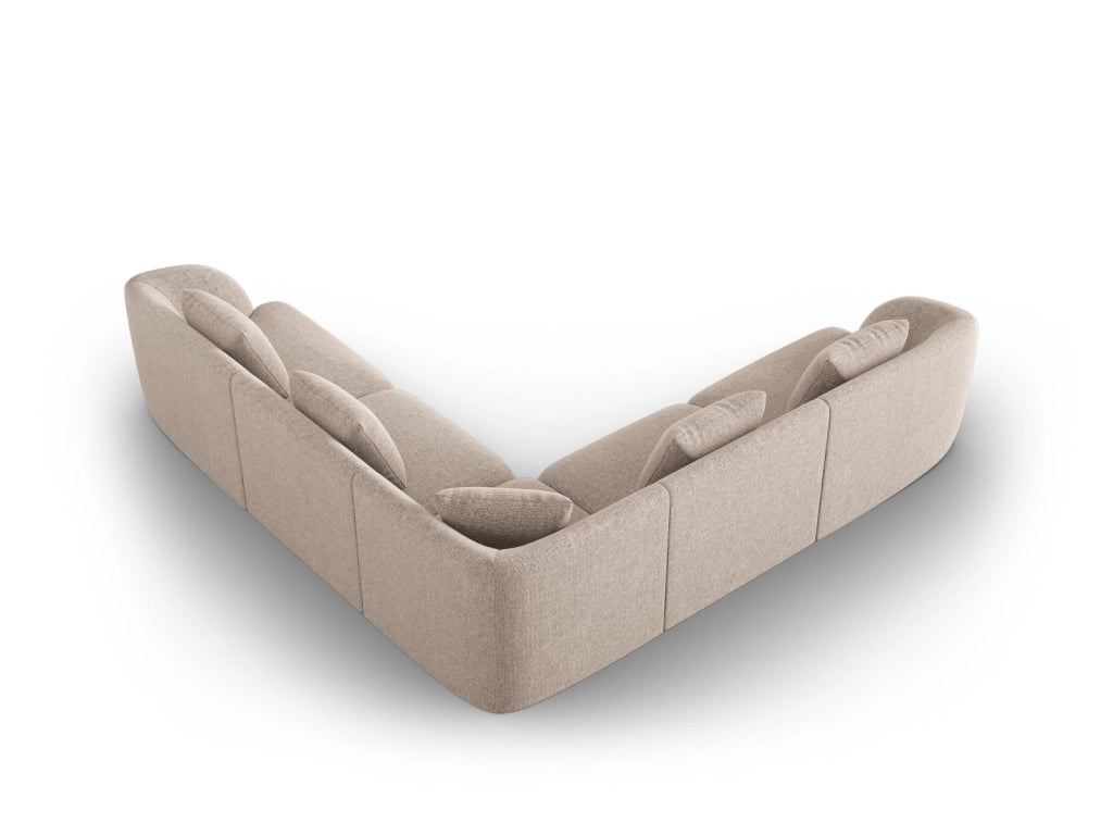 Cosmopolitan Design - Divano angolare reversibile "Tulum" 5 posti in ciniglia beige 