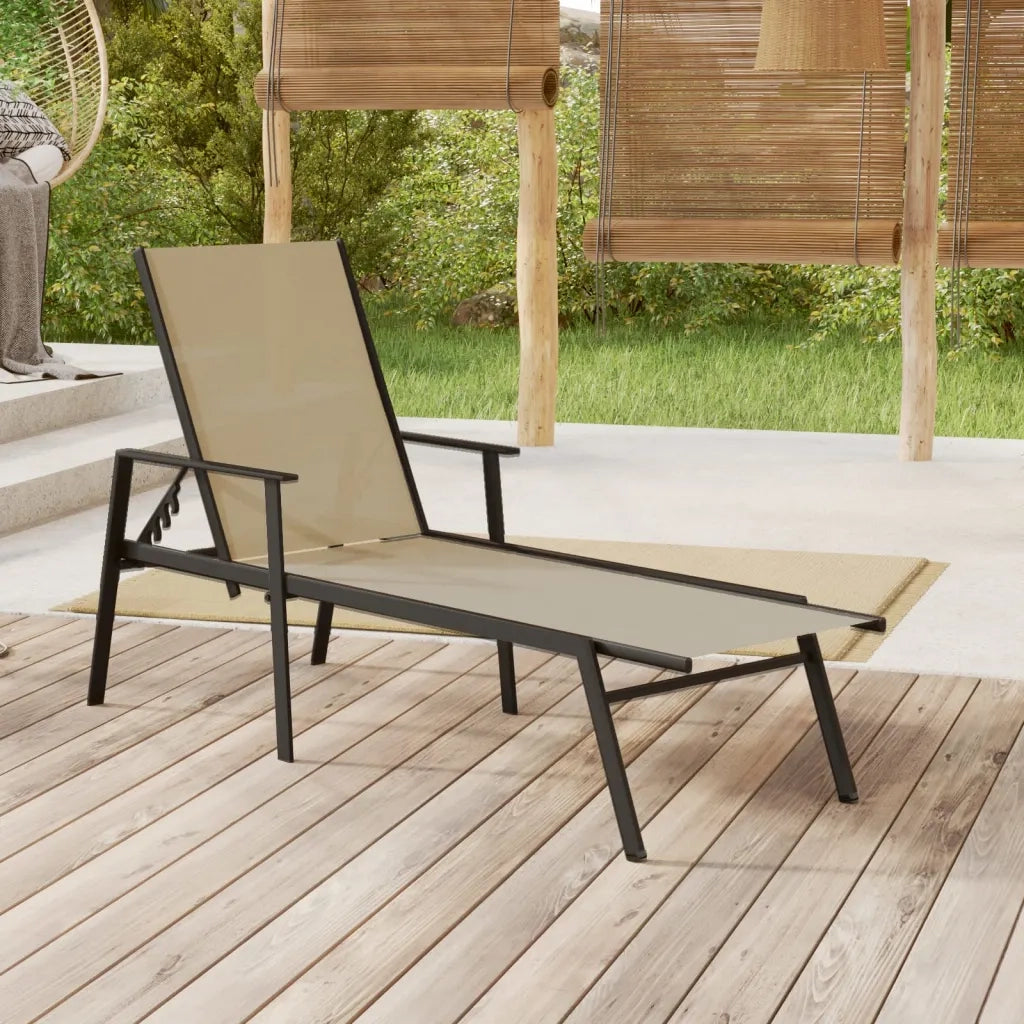 Lettino Prendisole in Acciaio e Textilene Crema cod mxl 26387