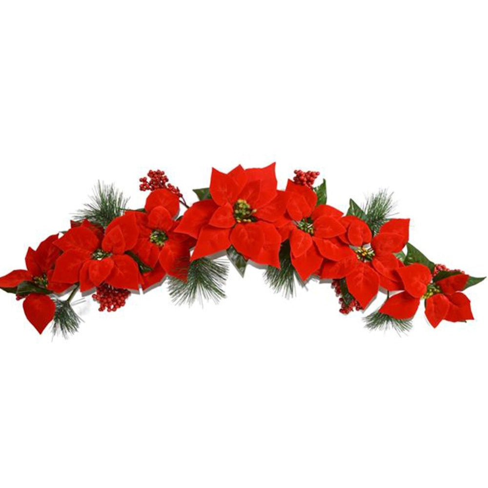 Trade Shop - Ghirlanda Natalizia Con Stella Di Natale 5 Fiori  Decorazioni Natalizie Casa -