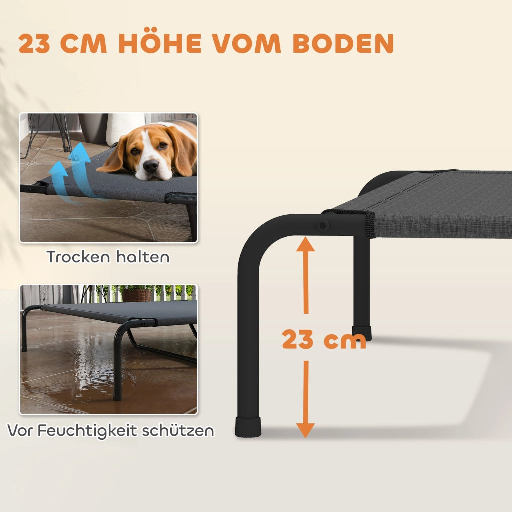 Lettino per Cani da Esterno Rialzato ¨C Xylo ¨C Struttura in Metallo Mesh Lavabile 152x94x23cm Grigio