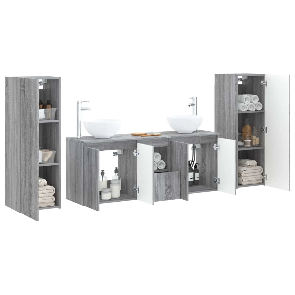Set di mobili per il bagno 5 pz Sonoma grigio 3405989