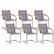 Set di 2 sedie da giardino grigio sedile sintetico struttura in acciaio inox stile cantilever