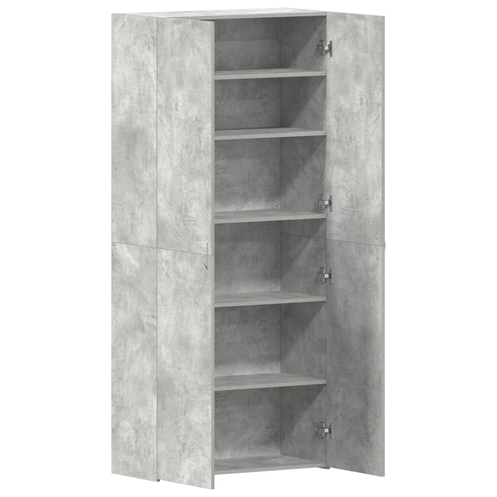 Armadio per scarpe Grigio Calcestruzzo 80x35,5x180 cm Legno ingegnerizzato