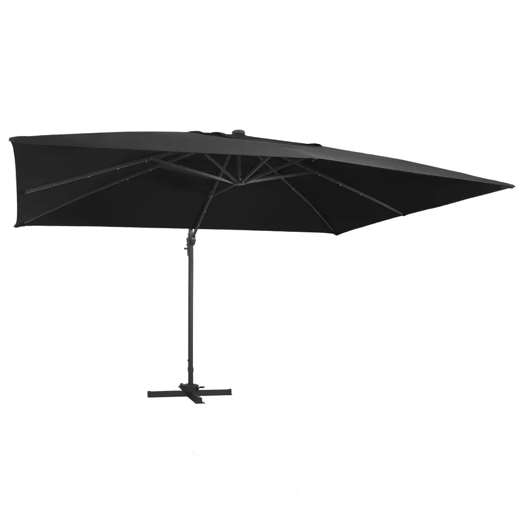 Ombrellone a braccio con illuminazione LED regolabile 400 x 300 cm poliestere nero 02_0045932