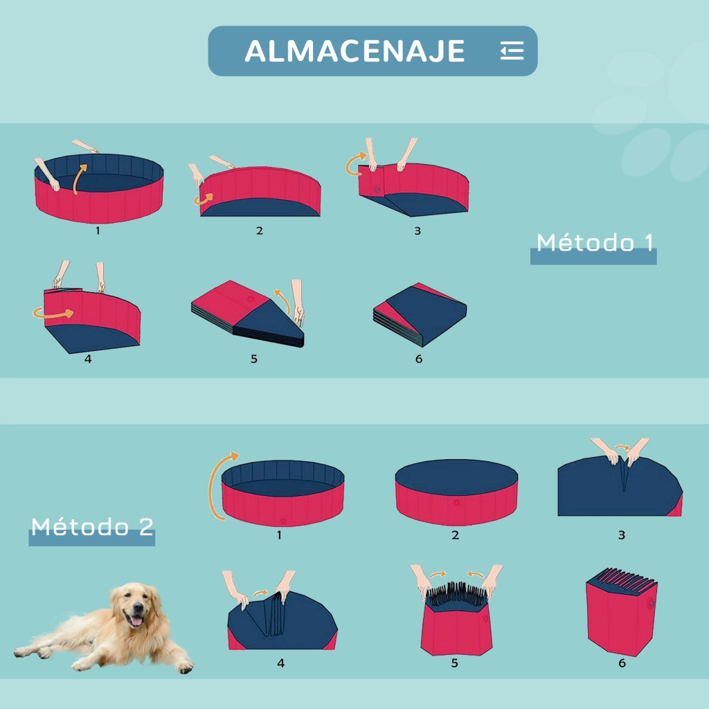 Vasca Pieghevole per Cani Gatti ¨C Zephmum ¨C ?140x30 cm PVC Antiscivolo Rosso