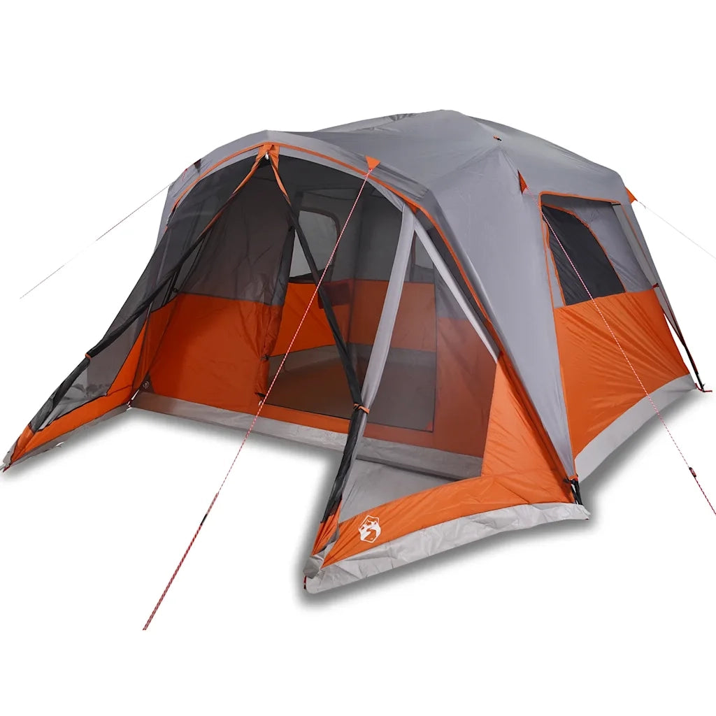 Tenda da Famiglia con Portico per 6 Persone-Tenda da campeggio Grigio e Arancione 376733