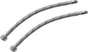 Set di tubi di connessione da 2 - Flessibili - Connettore femmina 1/2 pollici - Connettore maschio M10 - Lunghezza 300 mm - Tubo di collegamento sanitario - Tubo di collegamento sanitario