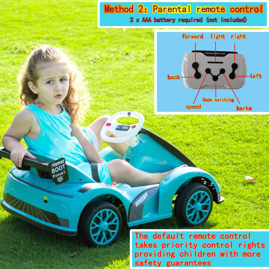 Go Kart Elettrico per Bambini ¨C zephmum ¨C Verde, Batteria 12V, Telecomando, Cintura di Sicurezza
