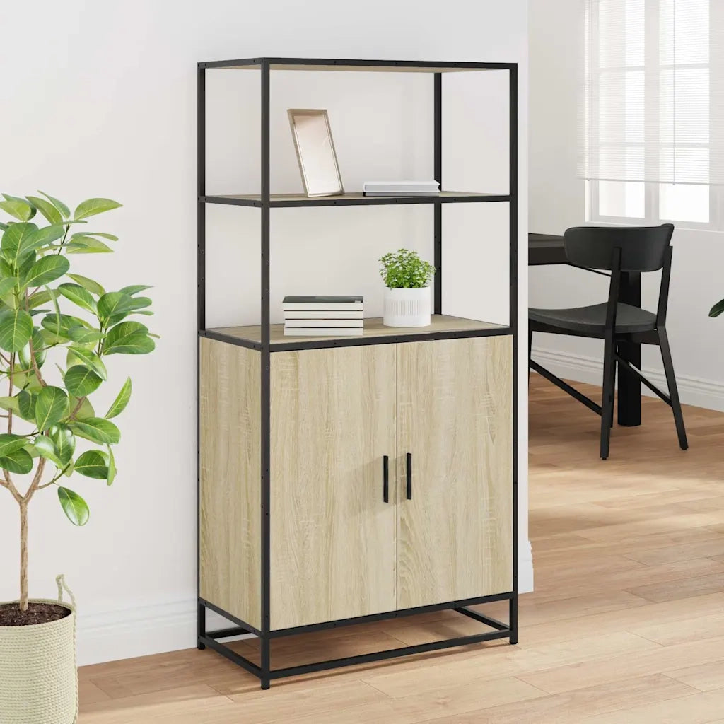 Credenza Rovere Sonoma 68x35x139 cm Legno Multistrato Metallo