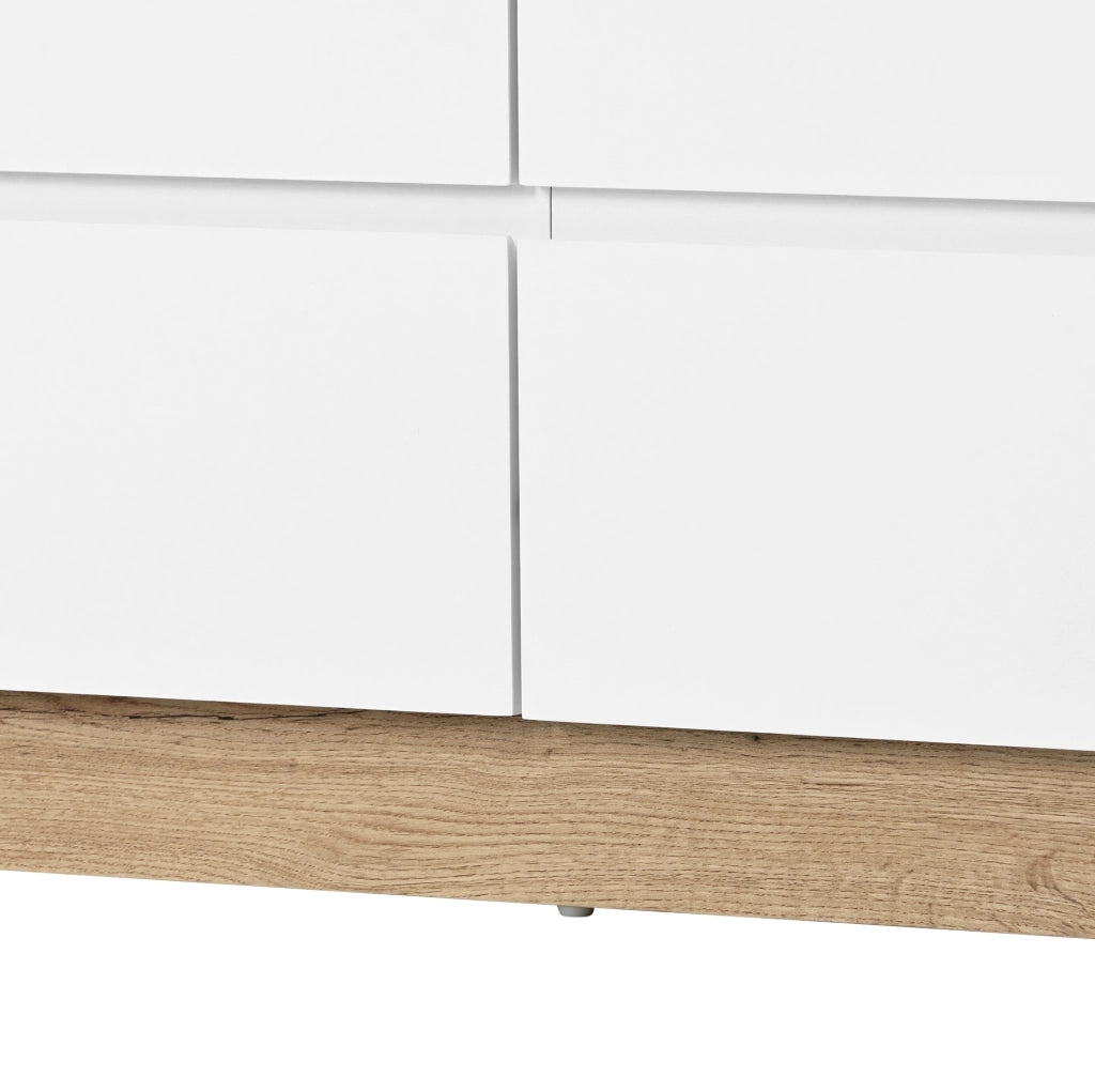 Cassettiera classica bianca e effetto rovere con 6 cassetti