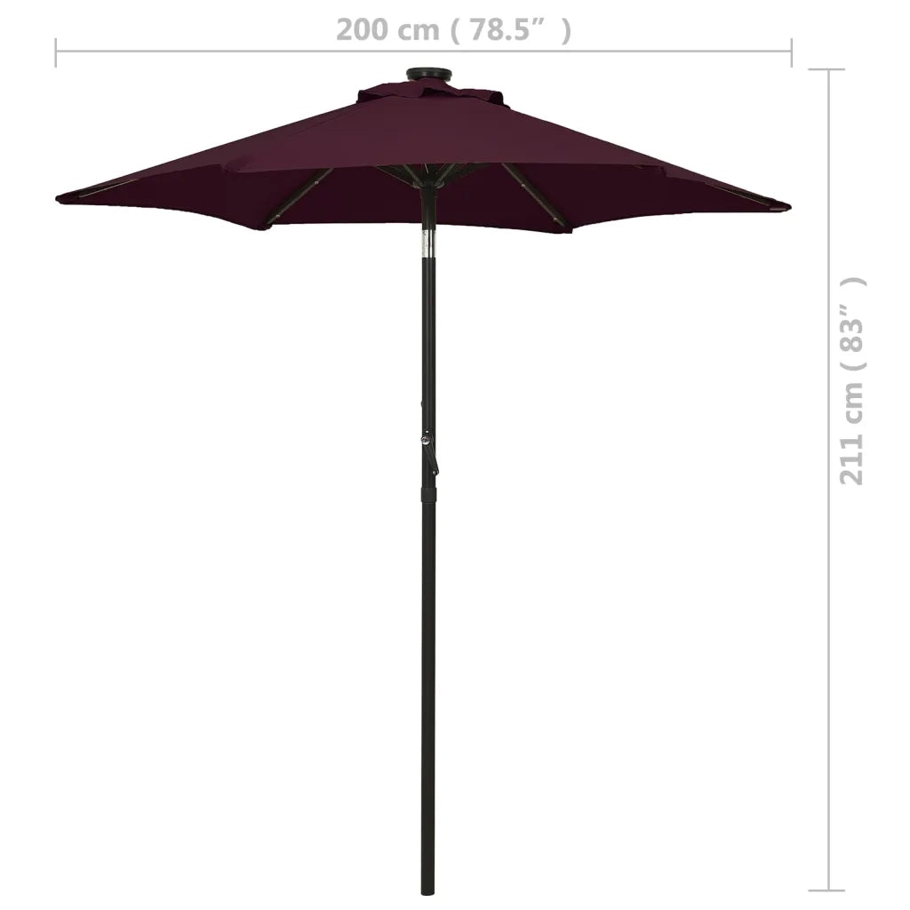 Ombrellone con LED Rosso BordÃ² 200x211 cm in Alluminio