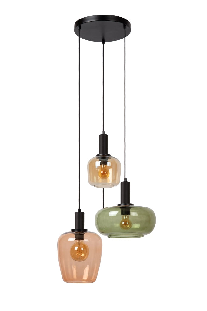 Lampada a sospensione Lucide Ilona 3xE27 vetro multicolor
