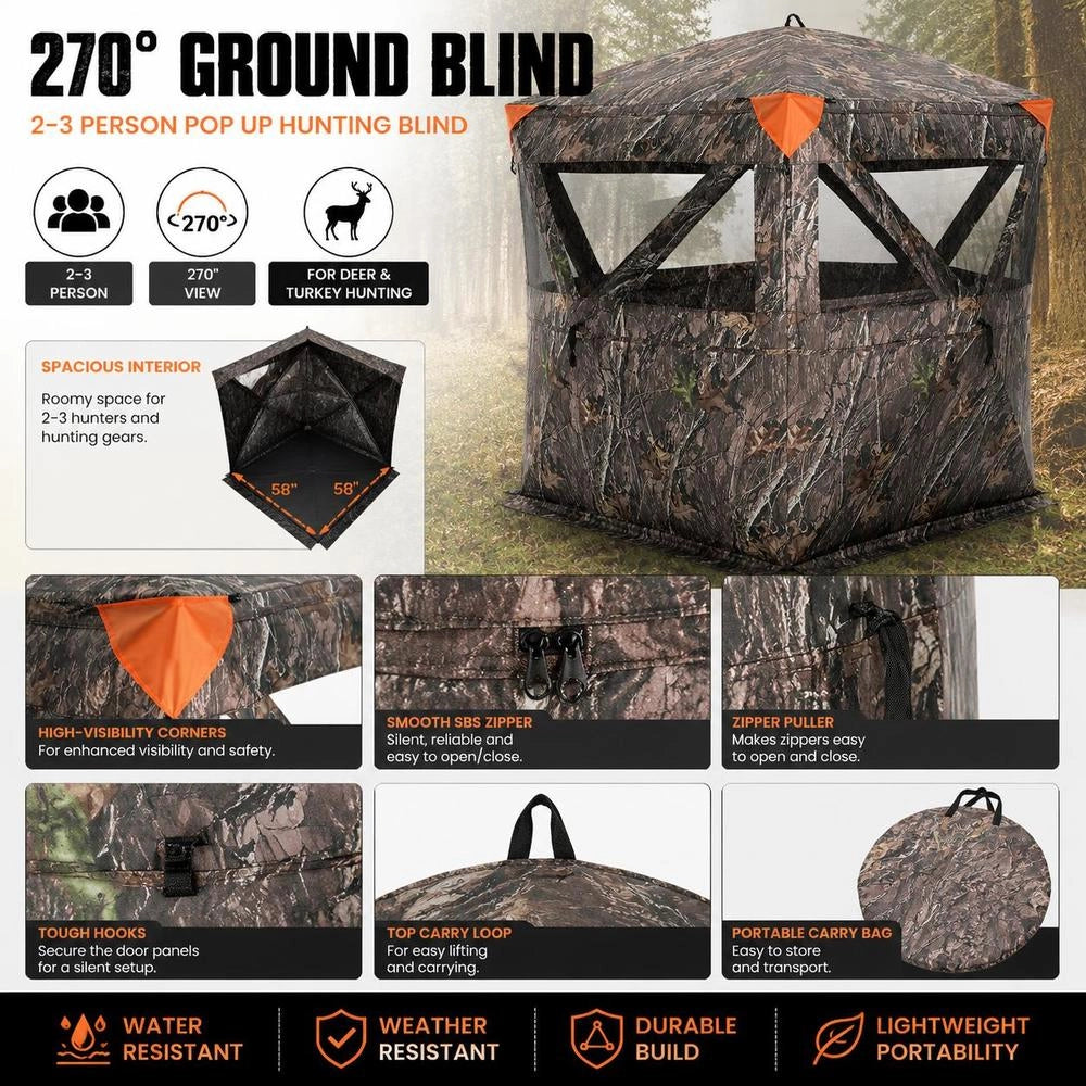 Hunting Blind/hide 270° Transparent Base Panel 148x148x170cm