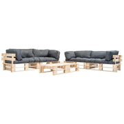 Set Divani da Giardino Pallet 6 pz con Cuscini Grigi in Legnocod mxl 95334