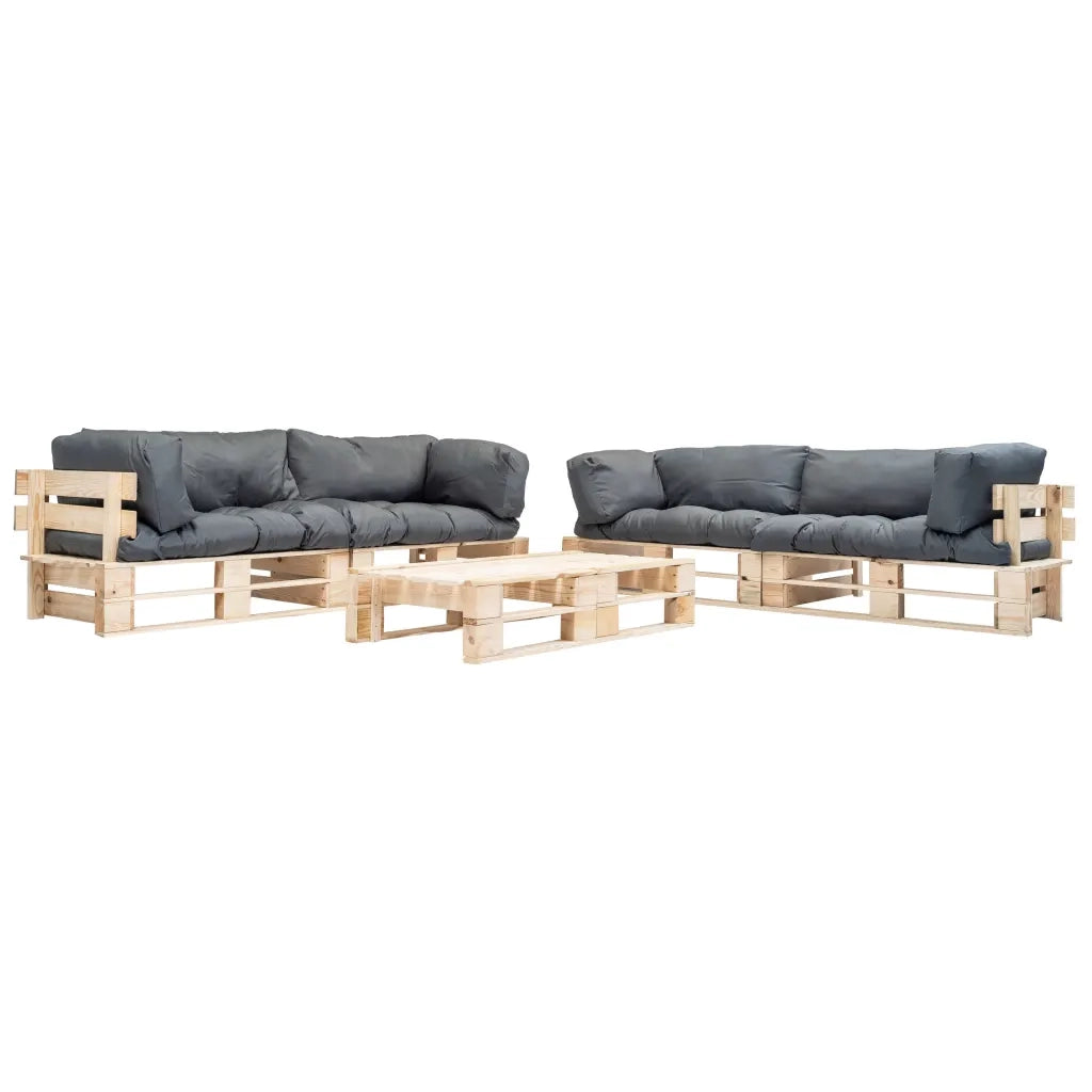 Set Divani da Giardino Pallet 6 pz con Cuscini Grigi in Legnocod mxl 95334