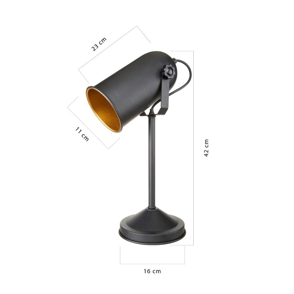 Lampada da tavolo orientabile metallo nero Tokyo MDL3636