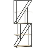 Libreria a 5 Livelli in Stile Industriale con Ripiani Aperti e Telaio in Acciaio 60x30x165 cm Rovere