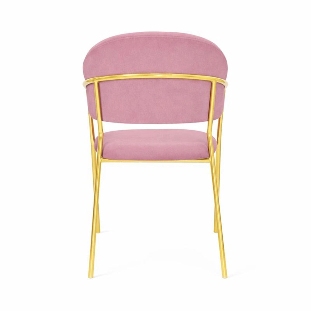 Sedie da sala da pranzo set da 2 Aurelia con schienale in velluto rosa