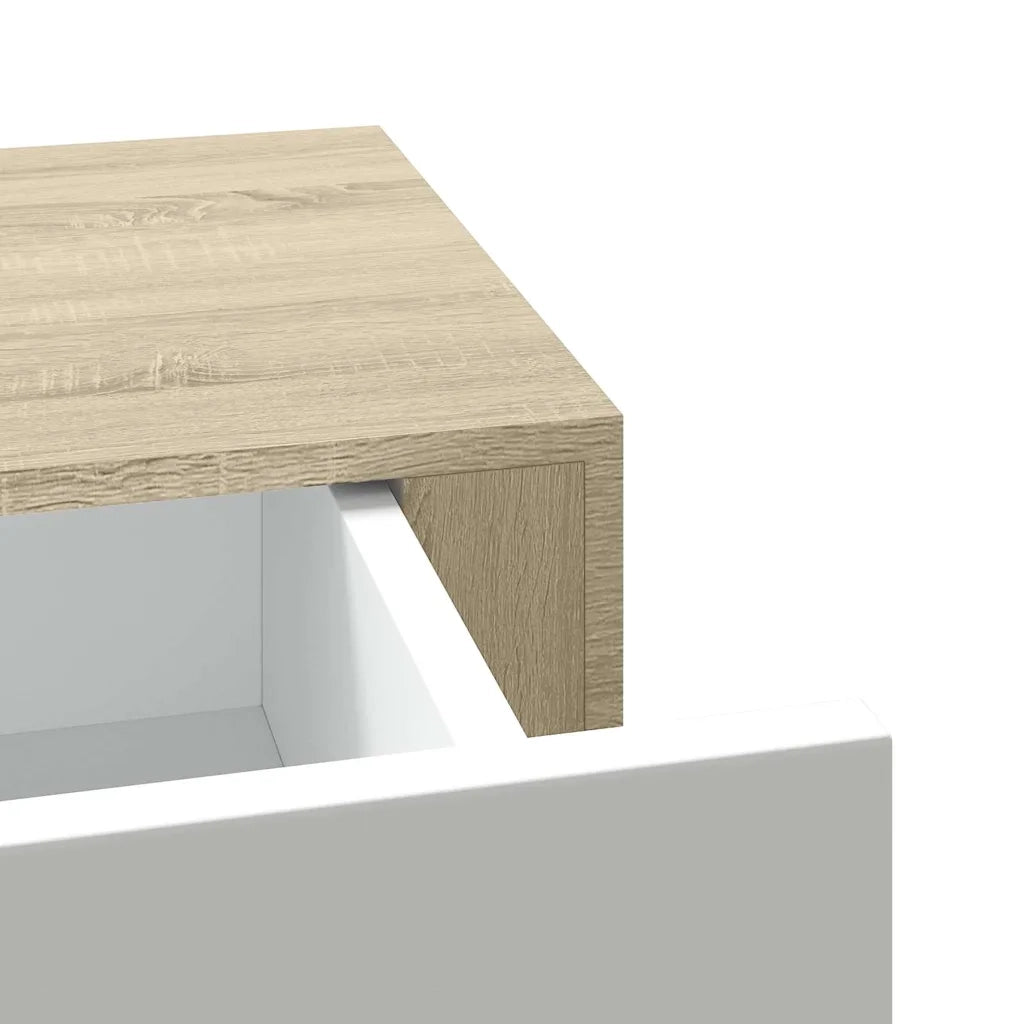 Scaffale da Parete con Cassetto Bianco Rovere 60x23,5x10 cm MDF cod mxl 33094