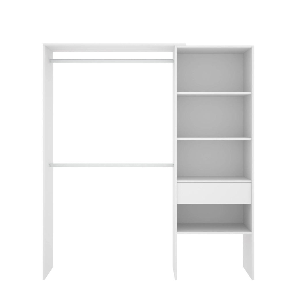 Guardaroba Fauno, Struttura per cabina armadio, Mobile appendiabiti aperto, 160x40h187 cm, Bianco