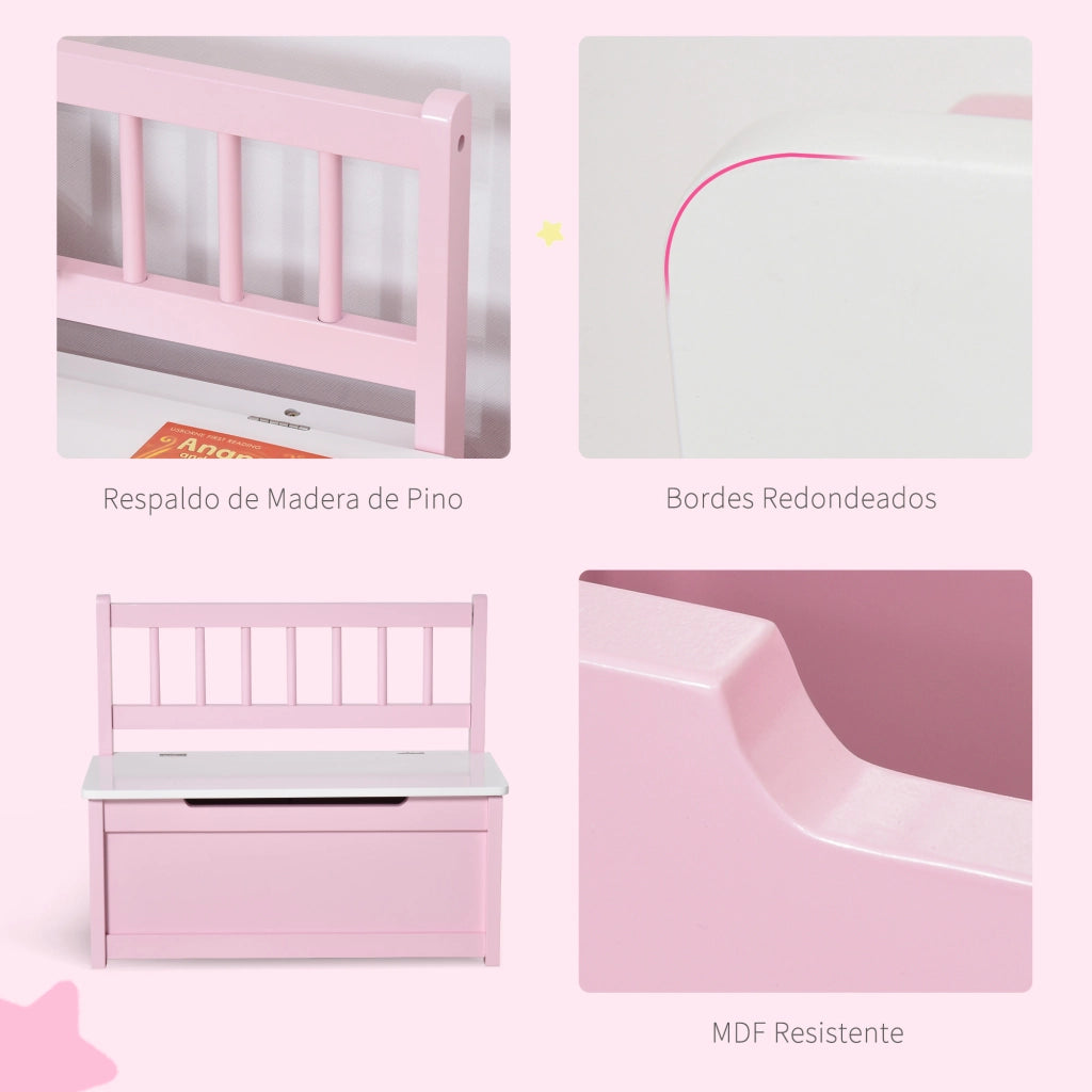 Banco per Bambini con Ripiani e Cassetti ¨C zephmum ¨C Rosa e Bianco 60x30x50 cm