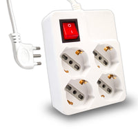 Multipresa 4 posti 10/16abipasso/schuko
con protezione sovratensionne e
interruttiri luminoso