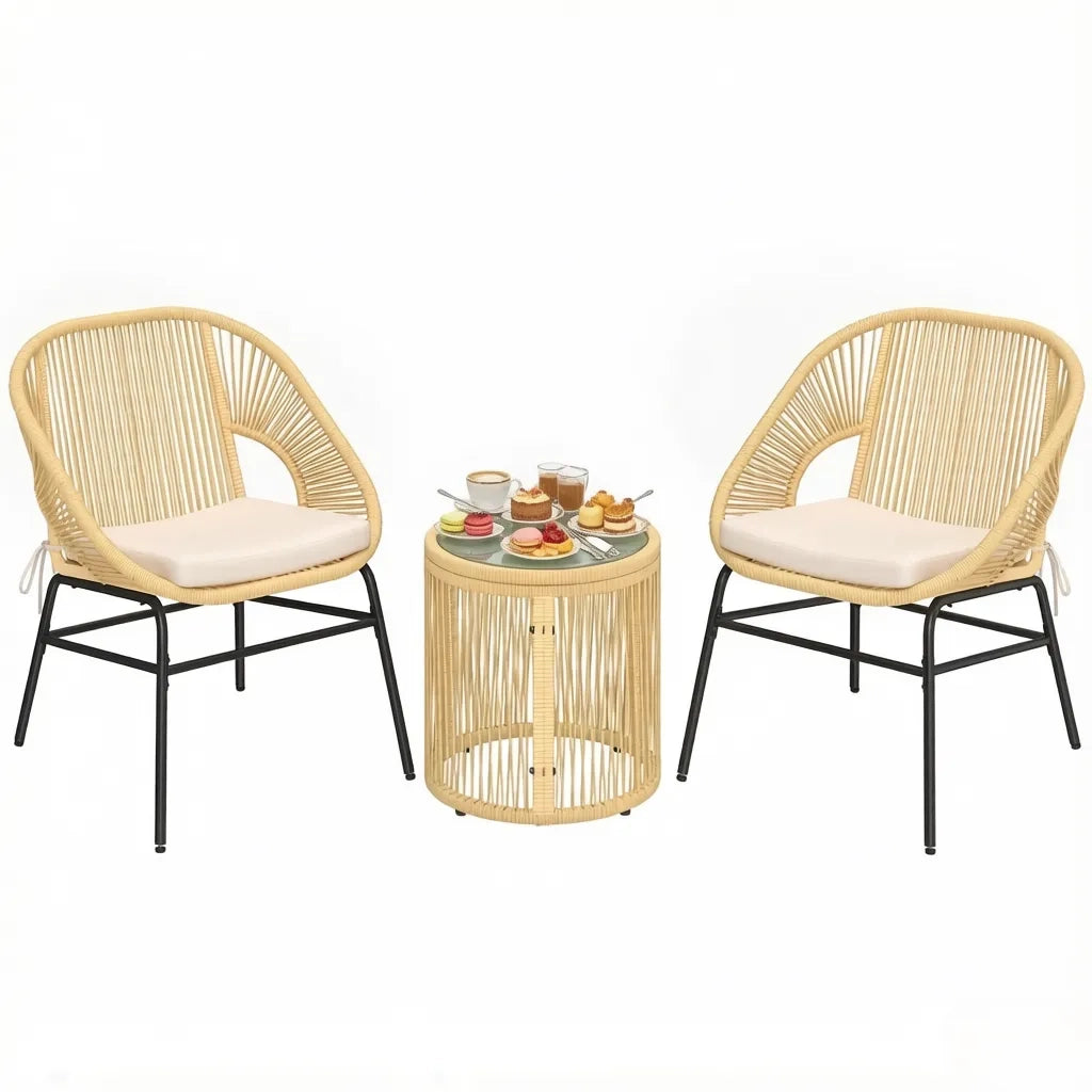 Set da giardino moderno, 2 sedie e 1 tavolo