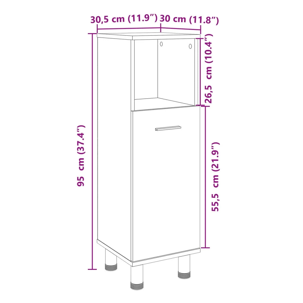 Mobile da Bagno Rovere Sonoma 30,5x30x95cm in Truciolato 849630