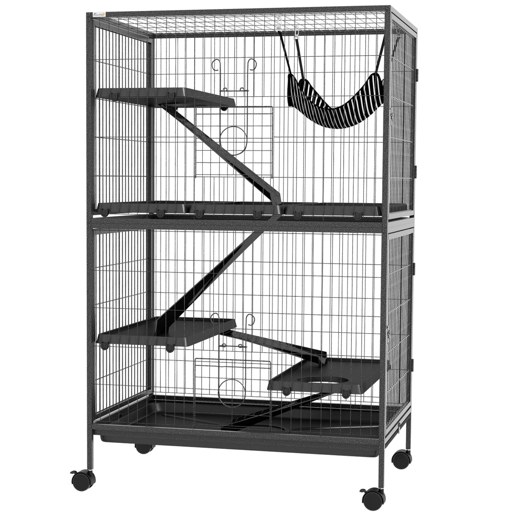 Gabbia per Animali Domestici con Ruote ¨C zephmum ¨C Grigio 80x52x128 cm