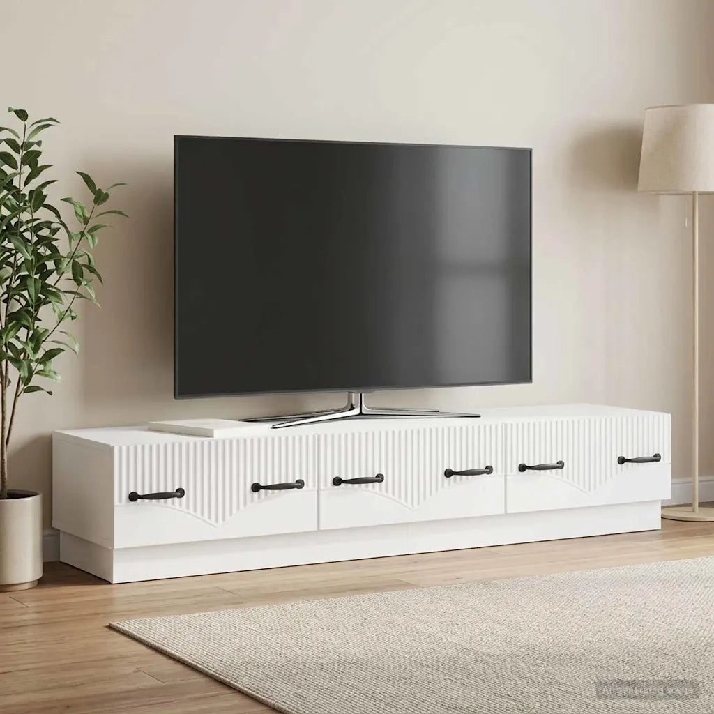 Mobile TV Bianco Lucido 147 x 34,5 x 27 cm Legno ingegnerizzato 895399