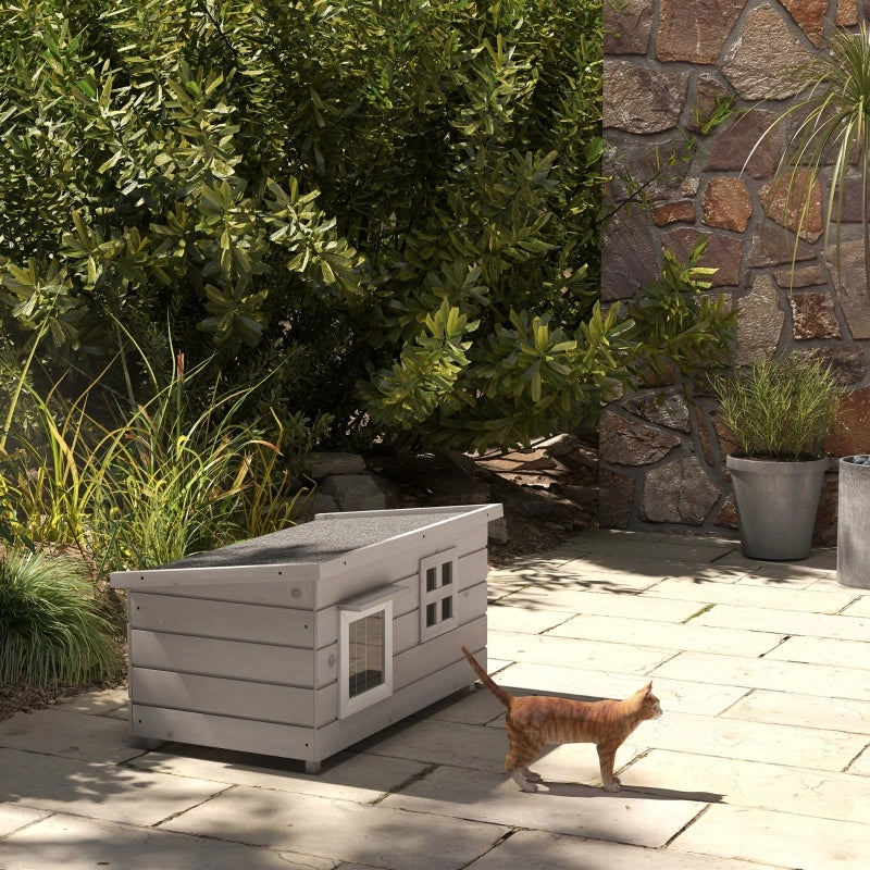CASETTA PER GATTI rialzata 87 x 52 x 44 cm Legno Bianco/Grigio