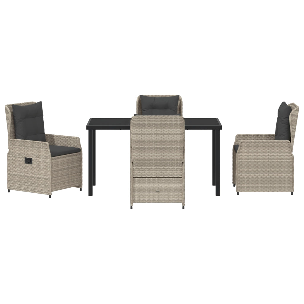 Set da pranzo da giardino  5 pezzi grigio chiaro in rattan sintetico