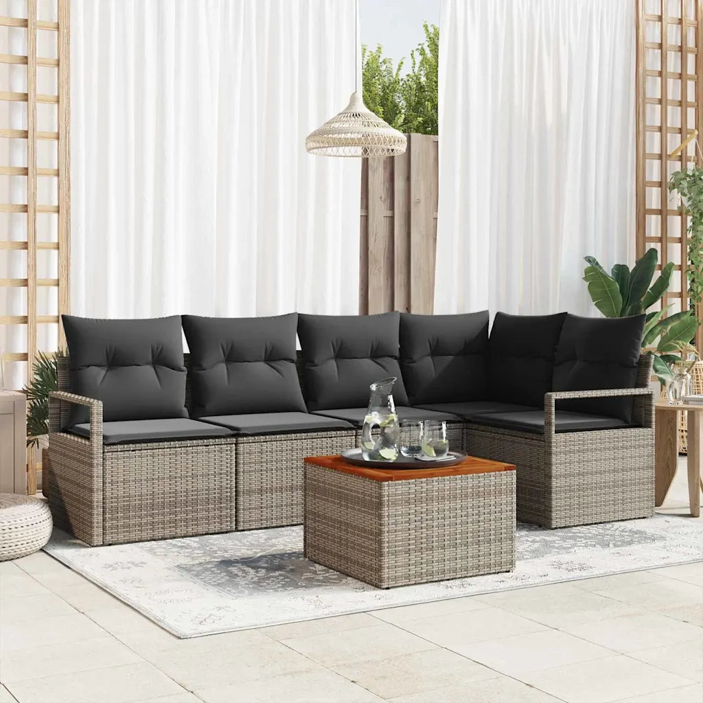 Set Divano da Giardino 6 pcs Grigio polyrattan 3356375