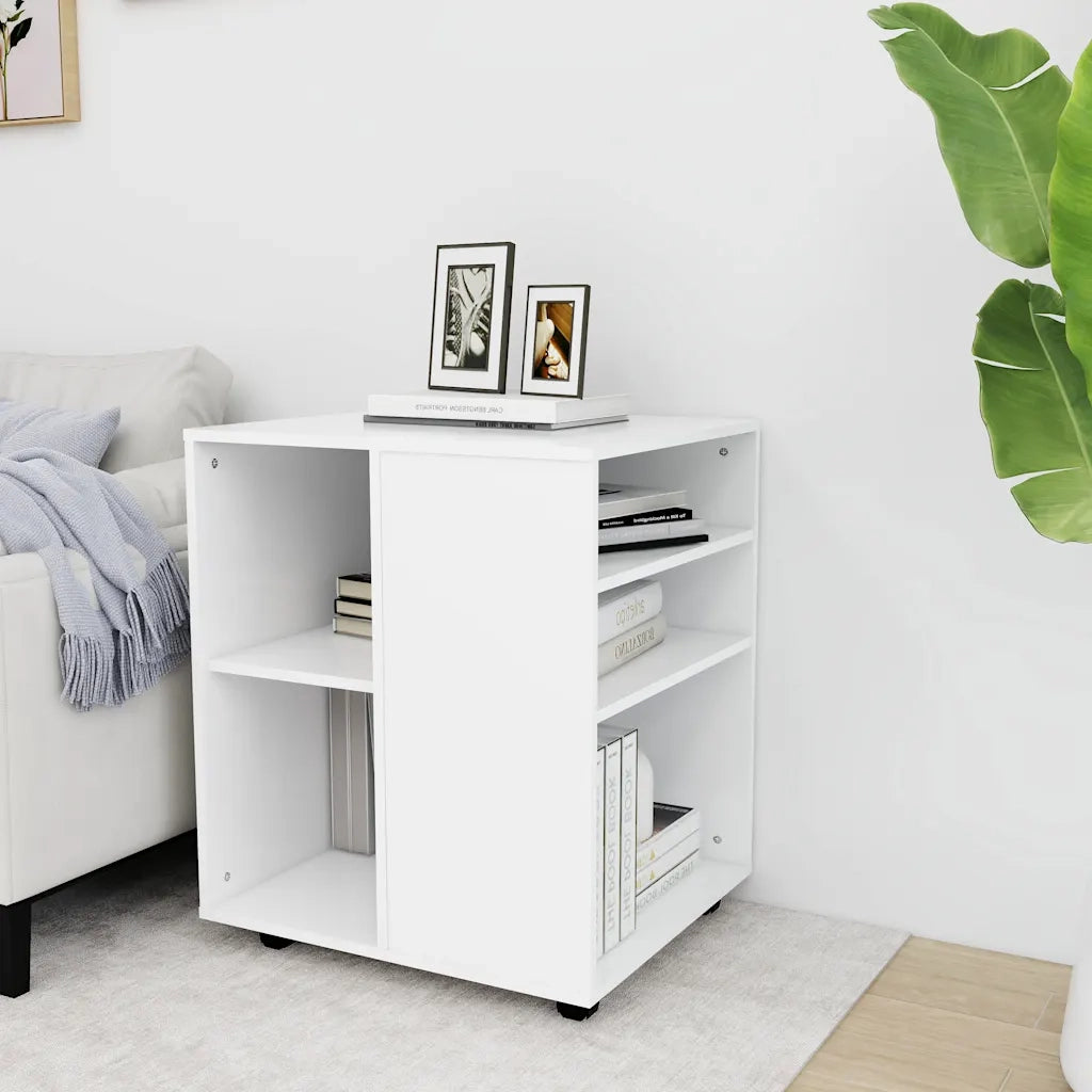 Mobiletto con Ruote Bianco 60x53x72 cm in Legno Multistrato