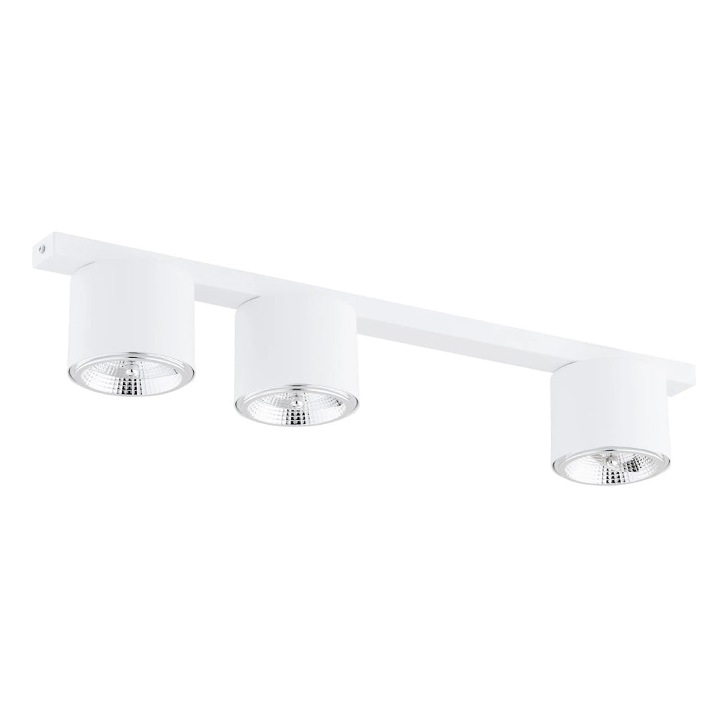 Plafoniera Moderna 3 Luci Faretti Ptah In Acciaio Bianco