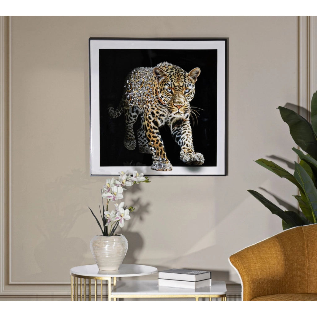 Stampa su Tela Leopardo, Multicolore, Tessuto, 82x82x4 cm