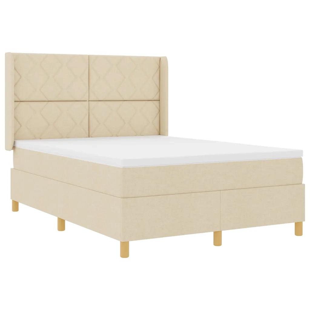 Letto a Molle con materasso Crema 140 x 200 cm Tessuto 3341901