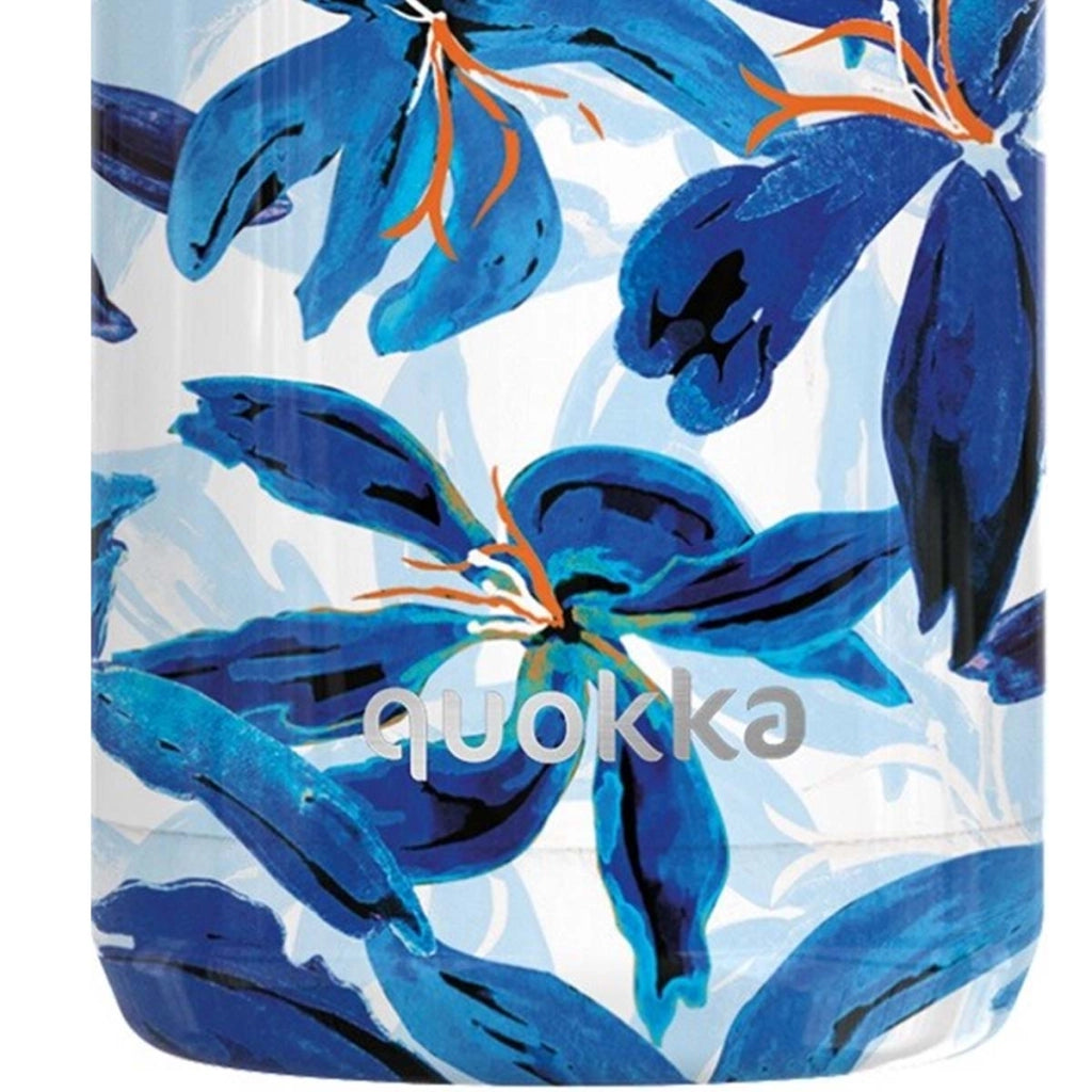 Bottiglia Termica 510 ml a Doppia Parete con Decorazione Floreale Hibiscus Turchese Quokka