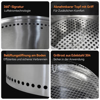 Foyer barbecue inox portable - Xylo - avec cendrier