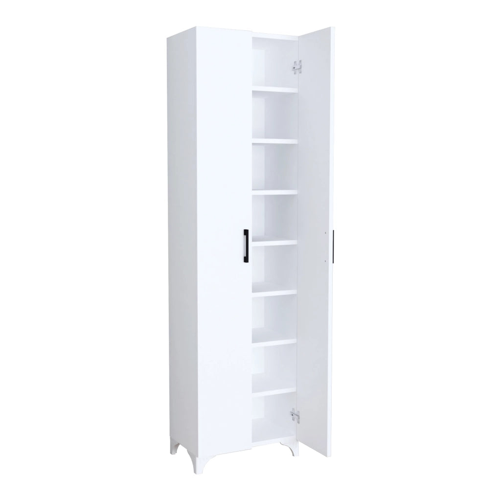Armadio Guardaroba Strömsund a 2 Ante e 7 Ripiani 177,5 x 48,5 x 32 cm - Bianco [en.casa]