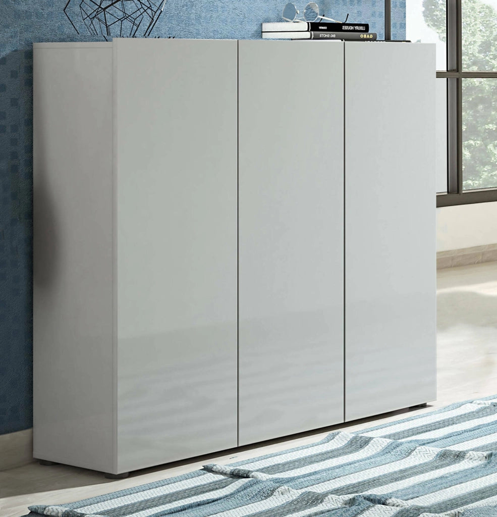Scarpiera Alcazar, Mobile portascarpe, Armadio da ingresso multiuso, Mobiletto per calzature, Made in Italy, 120x34h115 cm, Grigio