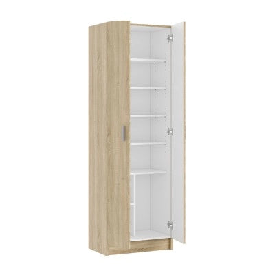 Mobile scarpiera H 180 cm in legno rovere canadese con ante e ripiani regolabili